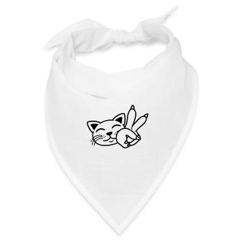 Handzeichen Peace Katze Gesicht - Bandana Dreieckstuch - Weiß - Vorne