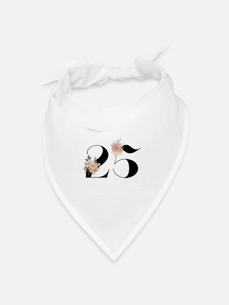 Blumen zum 25-jährigen Jubiläum (Geschenk von 25 Jahren) - Bandana Dreieckstuch - Weiß