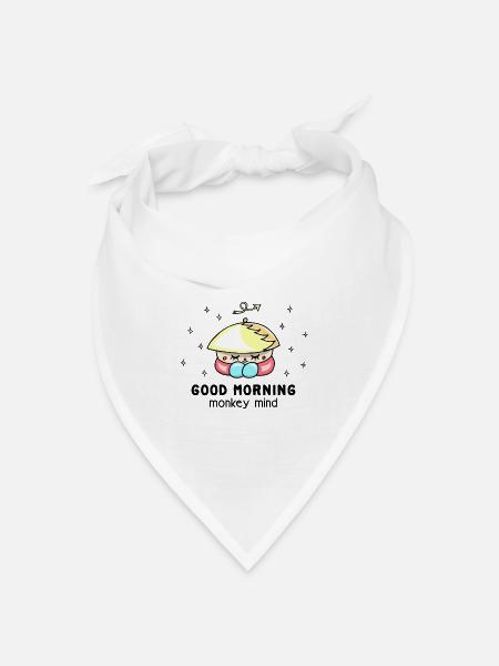 "Monkey mind" Achtsamkeit, cooler, lustiger Spruch - Bandana Dreieckstuch - Weiß