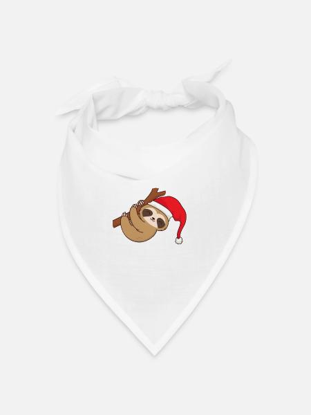 Weihnachten Xmas Faultier Weihnachtsmütze Ast - Bandana Dreieckstuch - Weiß