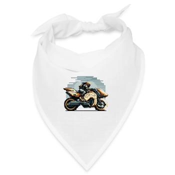 Eine Bikerin fährt das 8 Bit Motorrad der Zukunft - Bandana Dreieckstuch - Weiß - Vorne