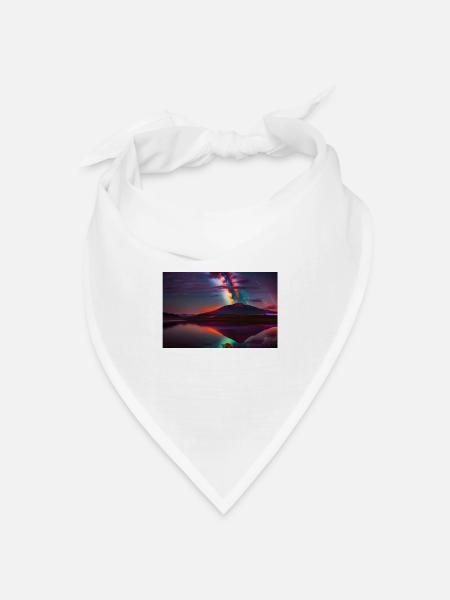 Vulkan 3d - Bandana Dreieckstuch - Weiß