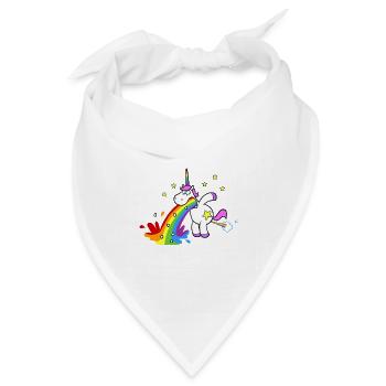 Lustiges Einhorn kotzt einen bunten Regenbogen - Bandana Dreieckstuch - Weiß - Vorne