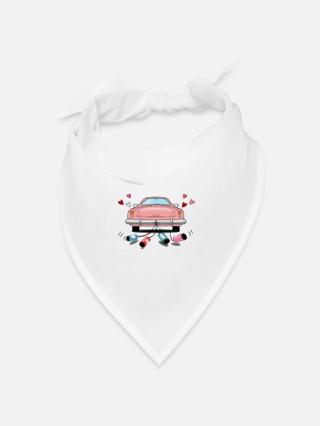 Hochzeitsauto rosa Hochzeit - Bandana Dreieckstuch - Weiß