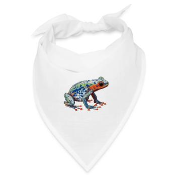 Pfeilgiftfrosch schön coloriert in bunten Farben - Bandana Dreieckstuch - Weiß - Vorne