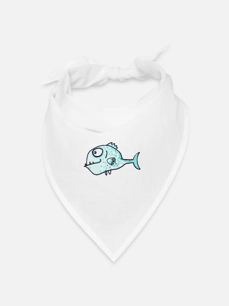 Raubfisch - Bandana Dreieckstuch - Weiß