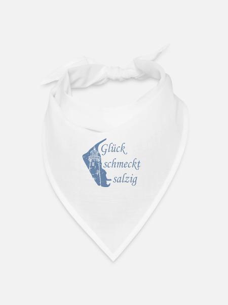 Glück schmeckt salzig – Amrum Nordsee Insel Design - Bandana Dreieckstuch - Weiß
