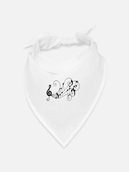Musikalische Noten - Bandana Dreieckstuch - Weiß