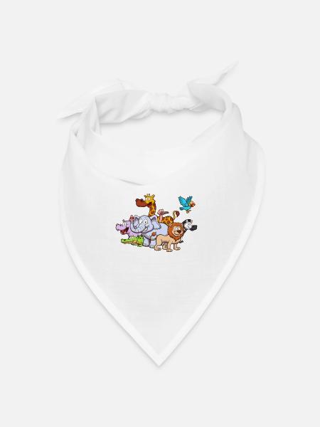 Safari-Tiere - Bandana Dreieckstuch - Weiß