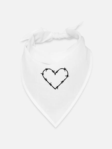 gefangenes Herz Liebe Stacheldraht Dornig - Bandana Dreieckstuch - Weiß