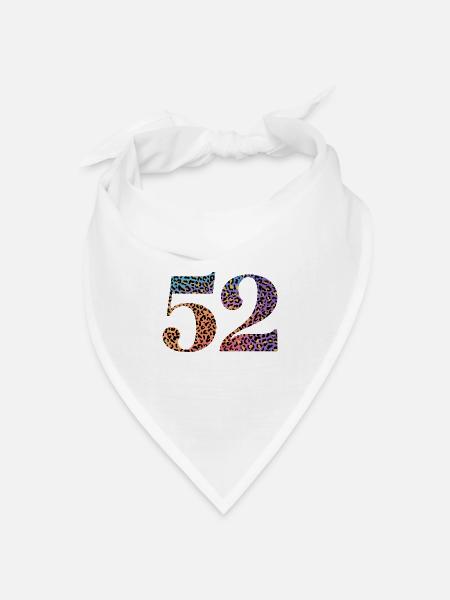 52. Geburtstag Leopard - Bandana Dreieckstuch - Weiß