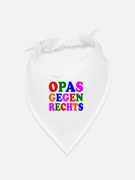 Opas gegen rechts - Bandana Dreieckstuch - Weiß