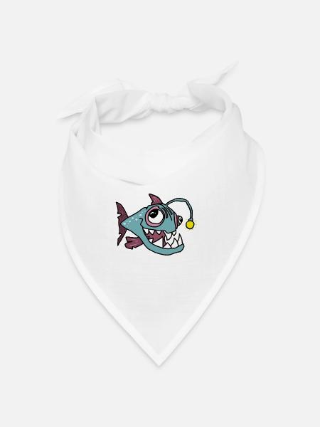 Anglerfisch - Bandana Dreieckstuch - Weiß