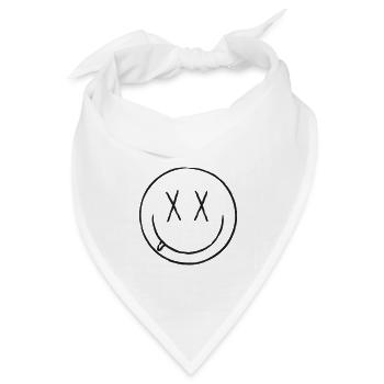 Grinsendes Gesicht Retro 90s Black Edition - Bandana Dreieckstuch - Weiß - Vorne