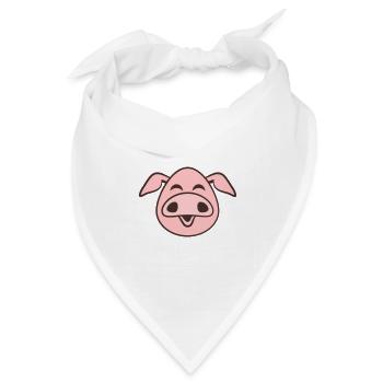 Schwein Gesicht Tier Liebe Klein Süßes Schweinchen - Bandana Dreieckstuch - Weiß - Vorne