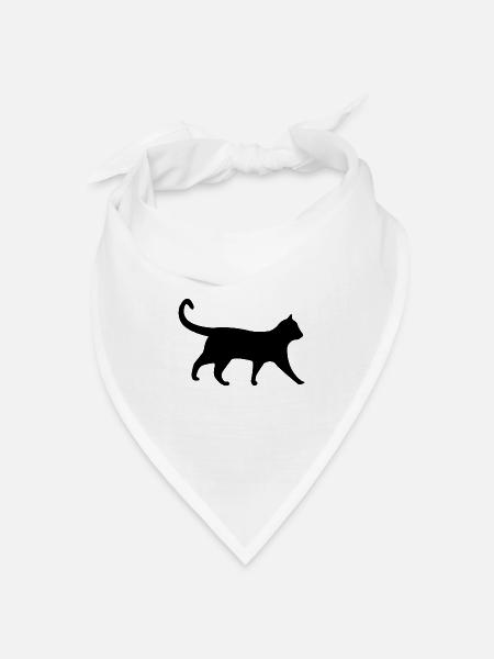 Katze schwarz Silhouette - Bandana Dreieckstuch - Weiß