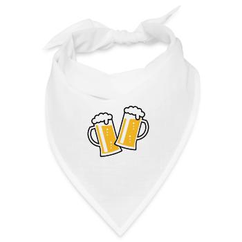 2 Maßkrüge Stoßen An (Bier / Bierseidel / 2C) - Bandana Dreieckstuch - Weiß - Vorne