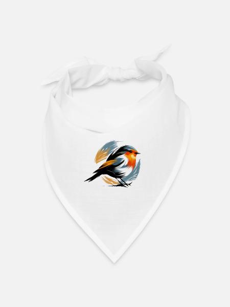 Rotkehlchen - Bandana Dreieckstuch - Weiß