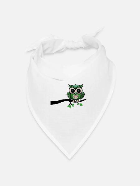 eule owl nachteule - Bandana Dreieckstuch - Weiß