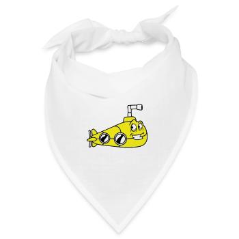 Lustiges U-Boot mit Gesicht Lächelt Comic Cartoon - Bandana Dreieckstuch - Weiß - Vorne