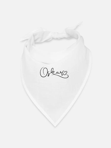 Oskar Name Vorname Herzdekor - Bandana Dreieckstuch - Weiß