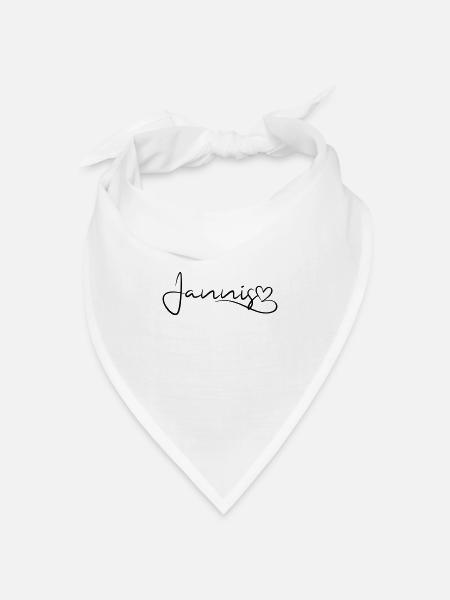 Jannis Name Vorname Herzdekor - Bandana Dreieckstuch - Weiß