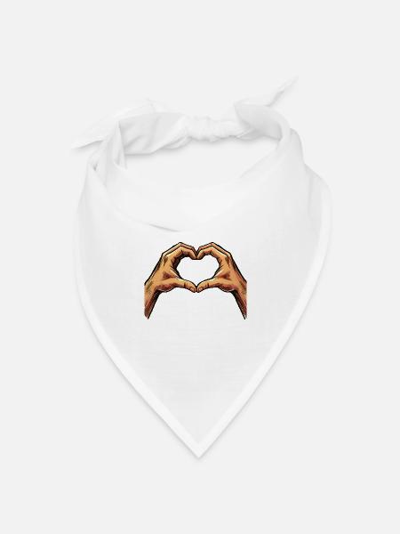 hand herz - Bandana Dreieckstuch - Weiß