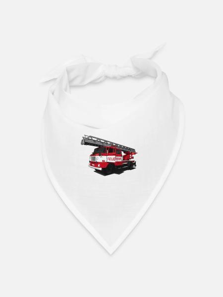 Feuerwehr // DDR // Illustration - Bandana Dreieckstuch - Weiß