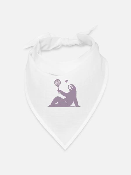 Faultier Tennis Tennisspieler Ball Horn Silhouette - Bandana Dreieckstuch - Weiß