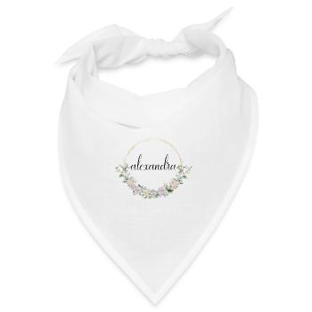 Alexandra! Floraler Kranz, personalisierbar - Bandana Dreieckstuch - Weiß - Vorne