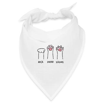 Haustier Stein Papier Schere - Bandana Dreieckstuch - Weiß - Vorne