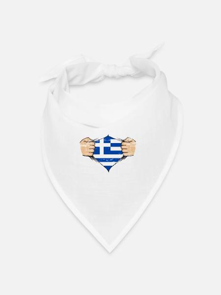 Griechenland Flagge Design used - Bandana Dreieckstuch - Weiß