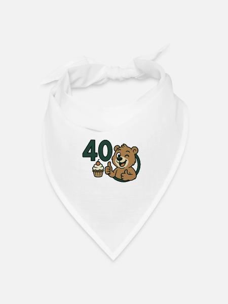 Bärenstark mit 40 - Bandana Dreieckstuch - Weiß