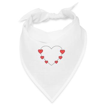 Herz mit kleine Herzen - Bandana Dreieckstuch - Weiß - Vorne