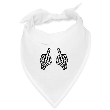 Mittelfinger Hand Skelett - Bandana Dreieckstuch - Weiß - Vorne