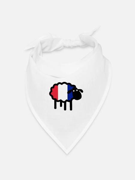 Schafe mit französischer Flagge | Pyrenäen-Linie Labor - Bandana Dreieckstuch - Weiß