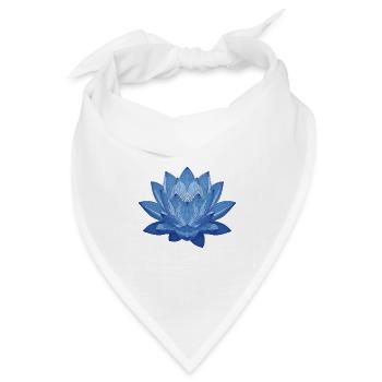 Blauer Lotus – Geometrische Blütenpracht - Bandana Dreieckstuch - Weiß - Vorne