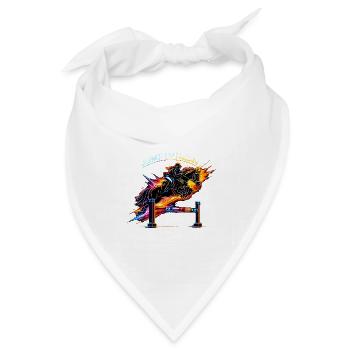 Jump in Neon – Pferdesport & Springreiten - Bandana Dreieckstuch - Weiß - Vorne