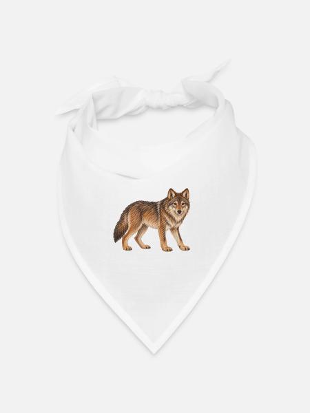 Wolf - Bandana Dreieckstuch - Weiß