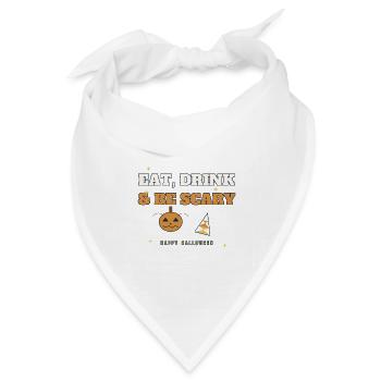 Essen, Trinken & Sei Gruseliges Halloween-Tee - Bandana Dreieckstuch - Weiß - Vorne