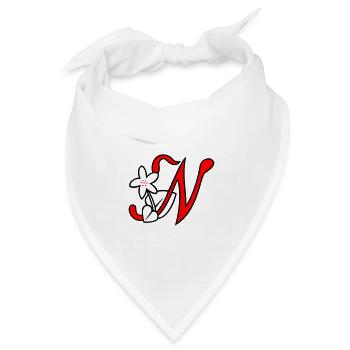 Buchstabe, Initiale, Blume - Bandana Dreieckstuch - Weiß - Vorne