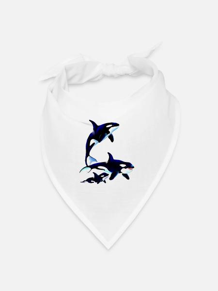 Killer Whale Family - Bandana Dreieckstuch - Weiß