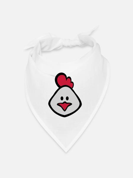 huhn 3c - Bandana Dreieckstuch - Weiß