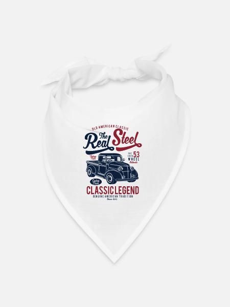 THE REAL STEEL - Pick-Up Retro Truck Car Shirt - Bandana Dreieckstuch - Weiß