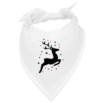 springendes Rentier - Bandana Dreieckstuch - Weiß - Vorne