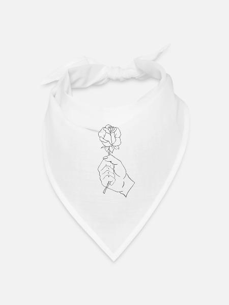 Rose in einer Hand - Bandana Dreieckstuch - Weiß