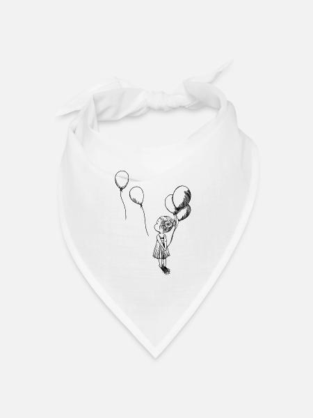 Mädchen mit Luftballons schwarz - Bandana Dreieckstuch - Weiß