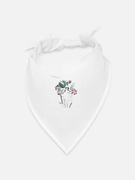 Blumen - Bandana Dreieckstuch - Weiß