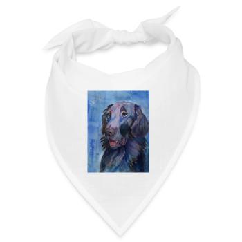flatcoated Retriever - Aquarell - Bandana Dreieckstuch - Weiß - Vorne