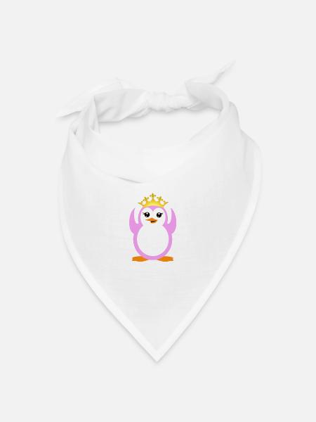Pinguin mit Krone - Bandana Dreieckstuch - Weiß